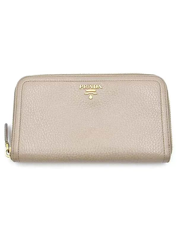 PRADA プラダ ロゴシボ加工レザーウォレット