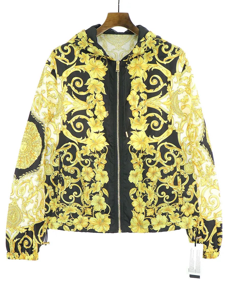 VERSACE ヴェルサーチ 19SSバロックジップアップフーデッドナイロンパーカー