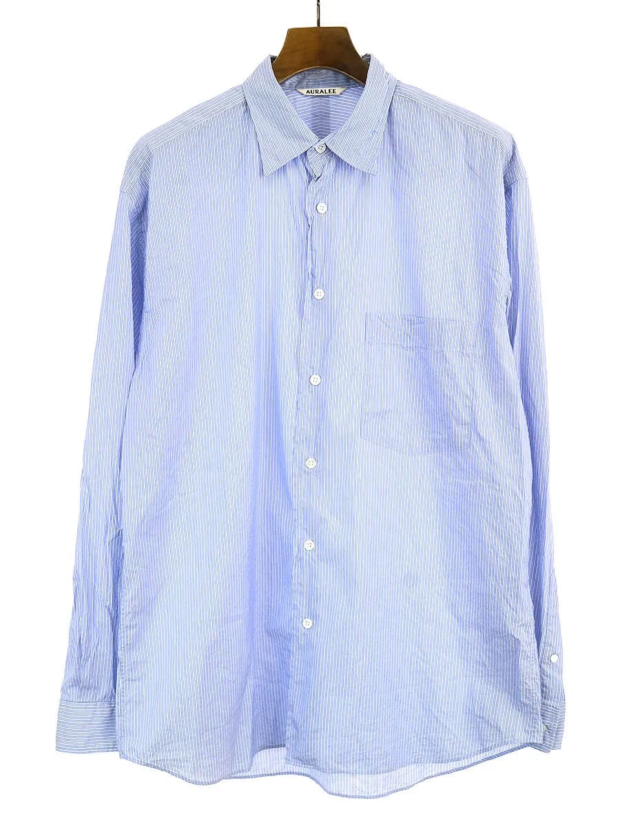 AURALEE オーラリー 19SS FINX SILK STRIPE SHIRTS コットンシルクオーバーサイズストライプシャツ