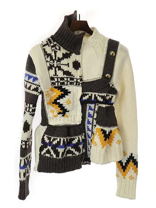 sacai サカイ 22AW Nordic Patchwork Knit Pullover ノルディックデザインニット