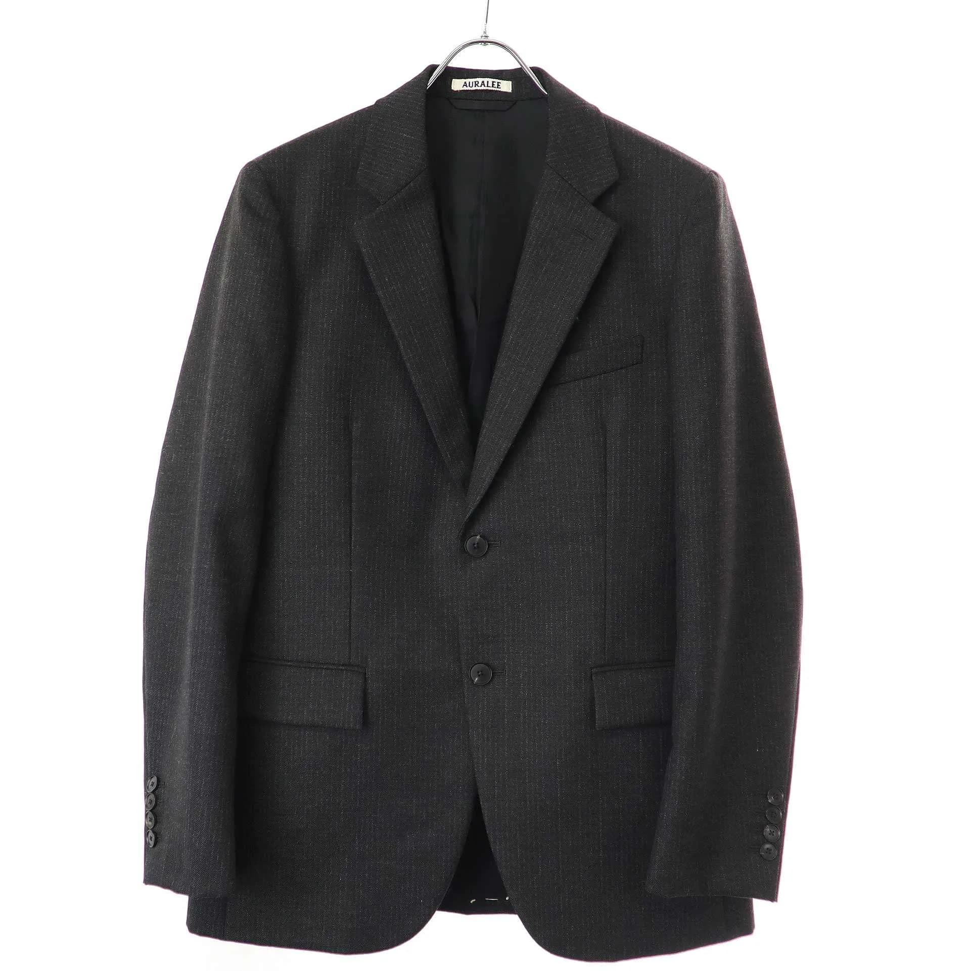 AURALEE オーラリー 22AW BLUEFACED WOOL DOBBY STRIPE JACKET ブルーフェイスウールドビーストライプジャケット