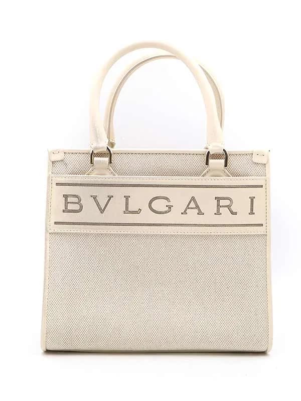 BVLGARI ブルガリ 21AW ロゴキャンバスレザー2WAYショルダートートバッグ スモール
