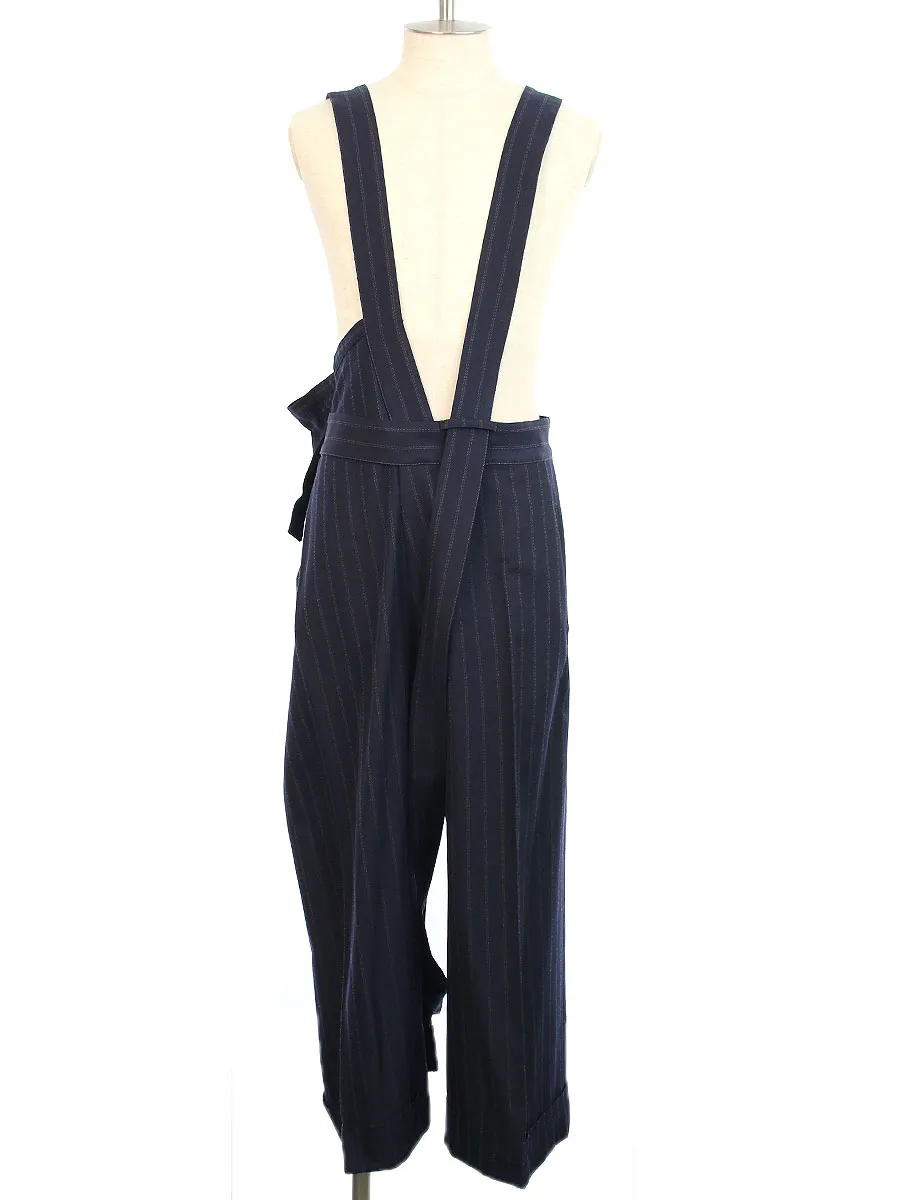 Yohji Yamamoto ヨウジヤマモト ファム 12SS サスペンダーストライプウールワイドパンツ