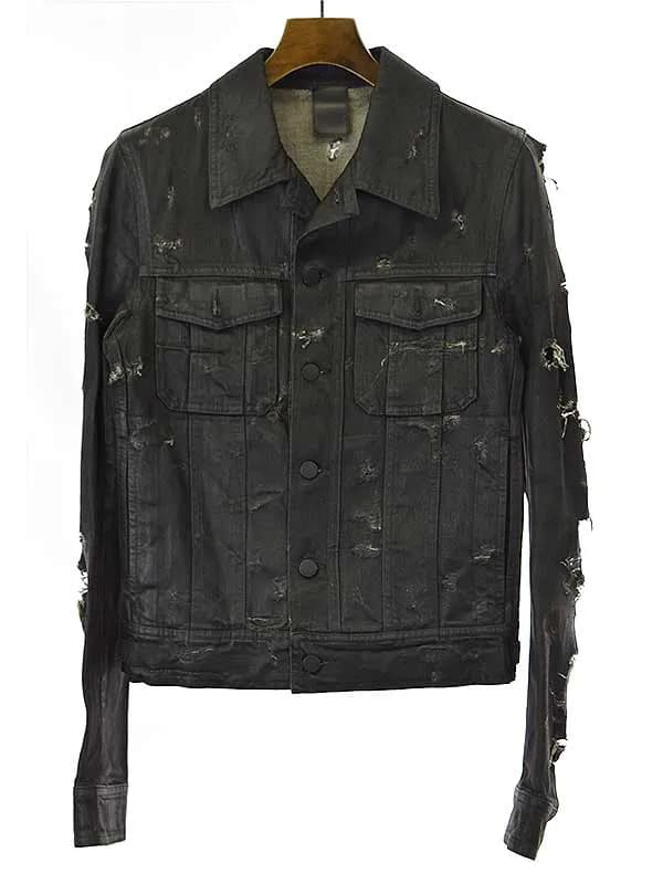 Dior HOMME ディオールオム 2004SS STRIP デストロイダメージ コーティングデニムジャケット