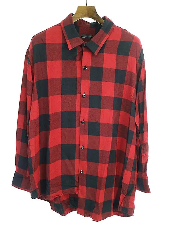 LAD MUSICIAN ラッドミュージシャン 18AW ASYMMETRY SHIRT MODAL BLOCK CHECK チェックシャツ
