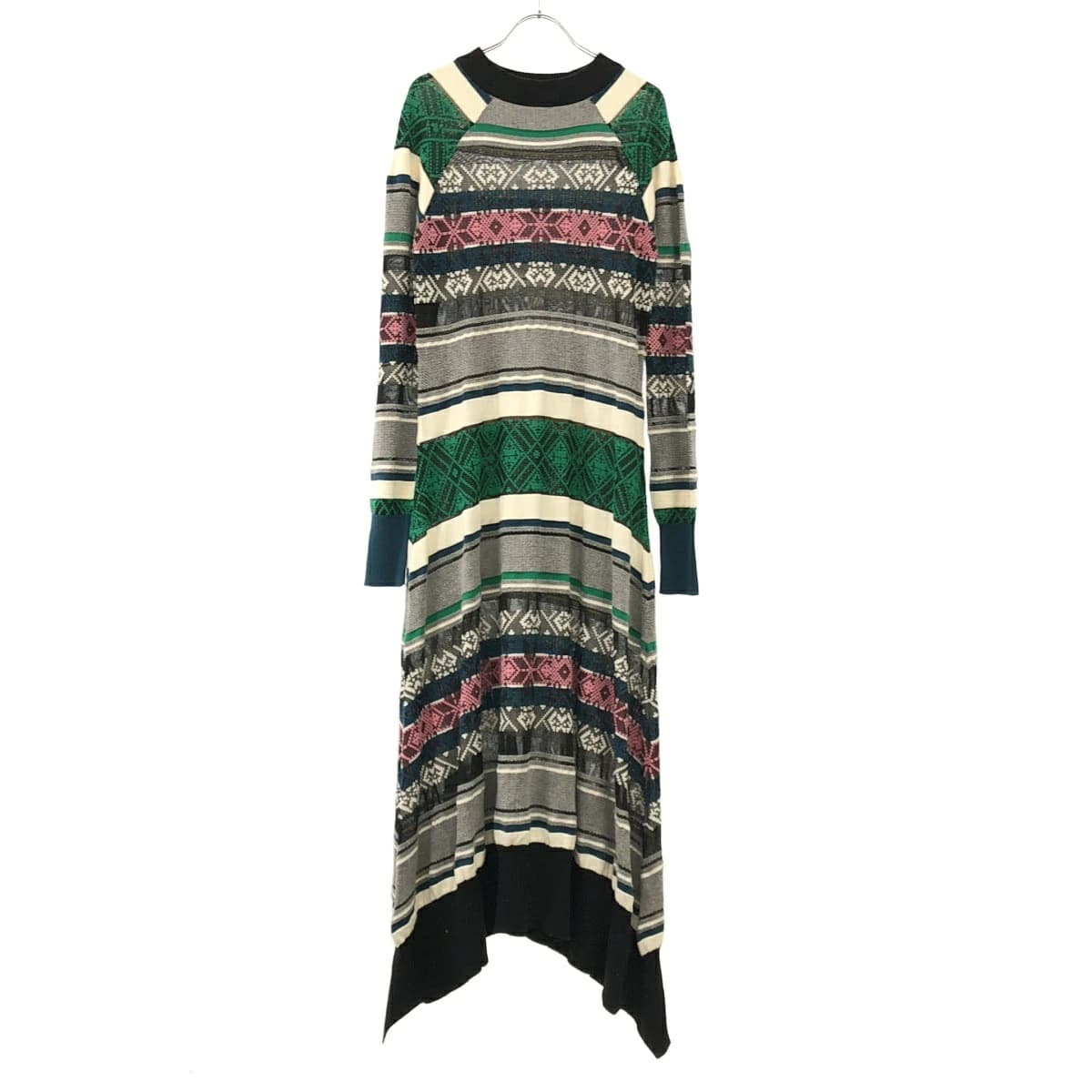 sacai サカイ 22SS Rug Jacquard Knit Dress ラグジャカードニットドレス ワンピース 22-05996