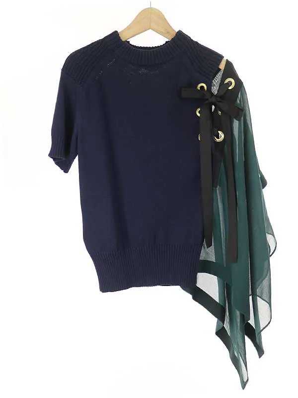 sacai サカイ 19SS ドッキングリボンアシンメトリーニットTシャツ