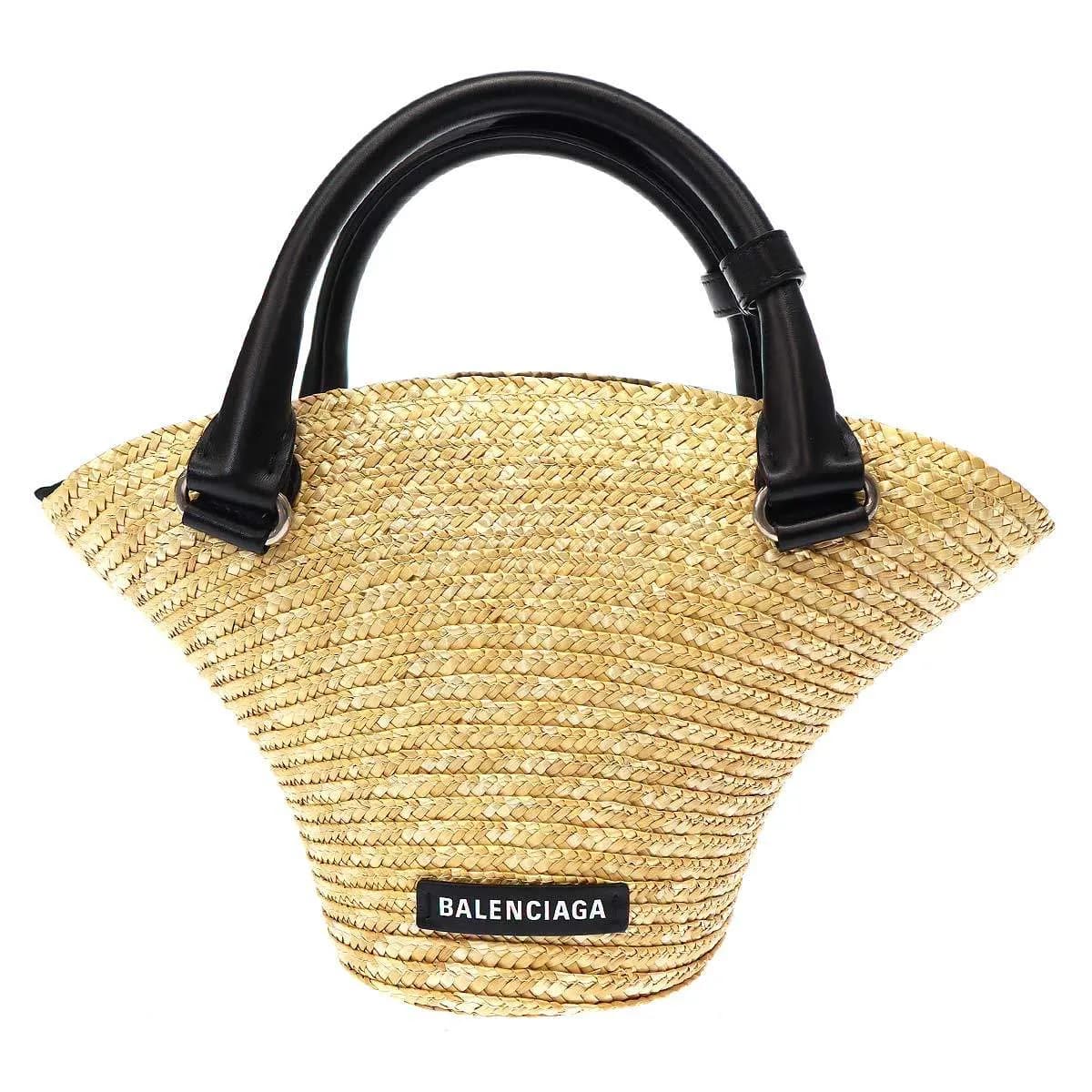 BALENCIAGA バレンシアガ ラフィアトートビーチバッグ かごバッグ