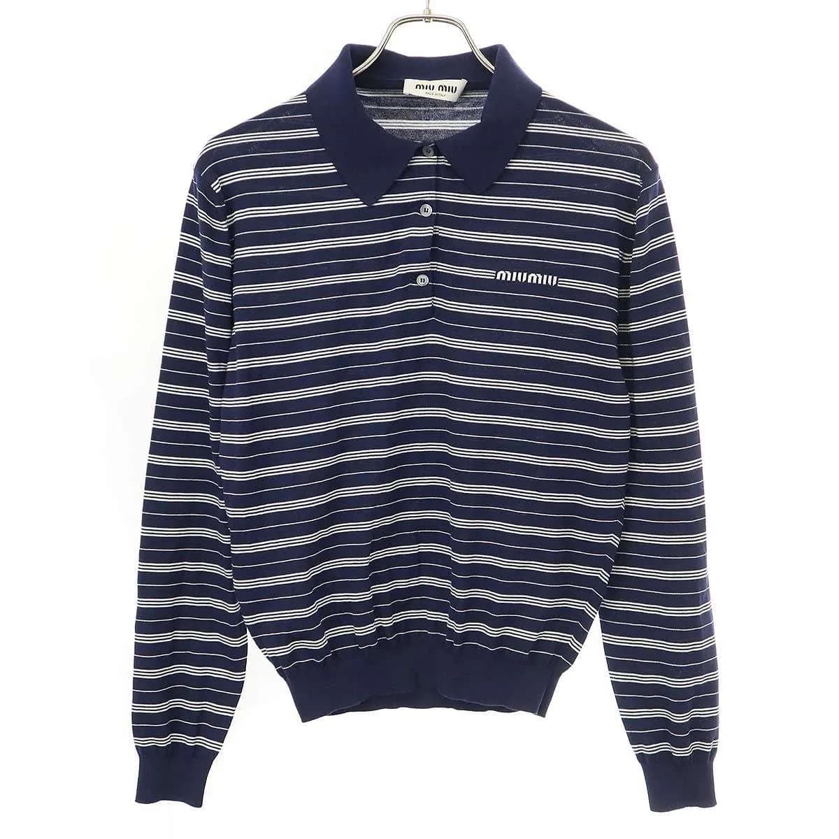 miu miu ミュウミュウ Cotton Jersey Long Sleeve Polo Shirt コットンジャージー ポロシャツ MML951 140V