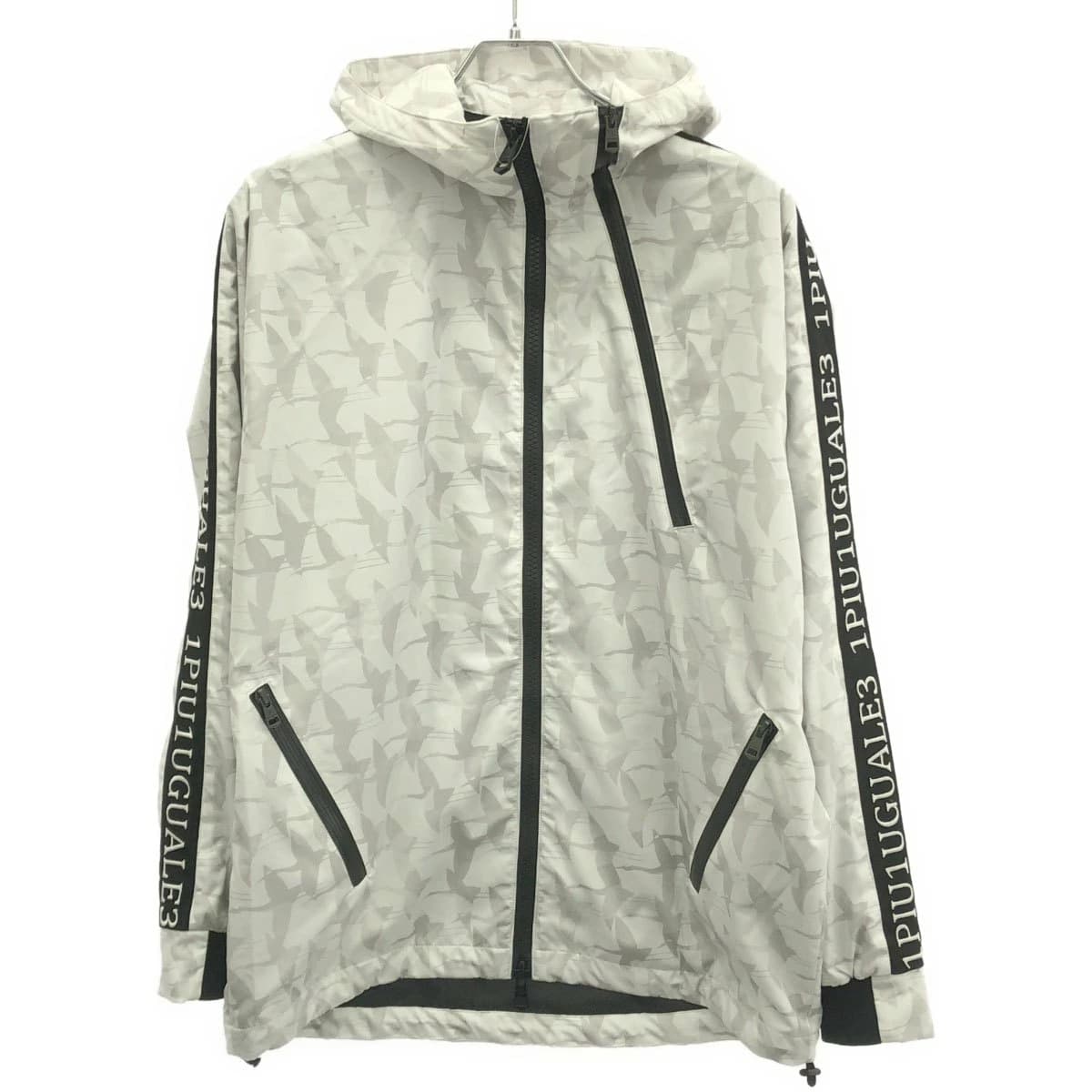 1piu1uguale3 ウノ ピゥ ウノ ウグァーレ トレ×ロニー ロナウジーニョ RIBBON TAPE BK & WH SWAN GAUCHO FULL ZIP HOODIE リボンテープフルジップパーカー RONE024-PE03