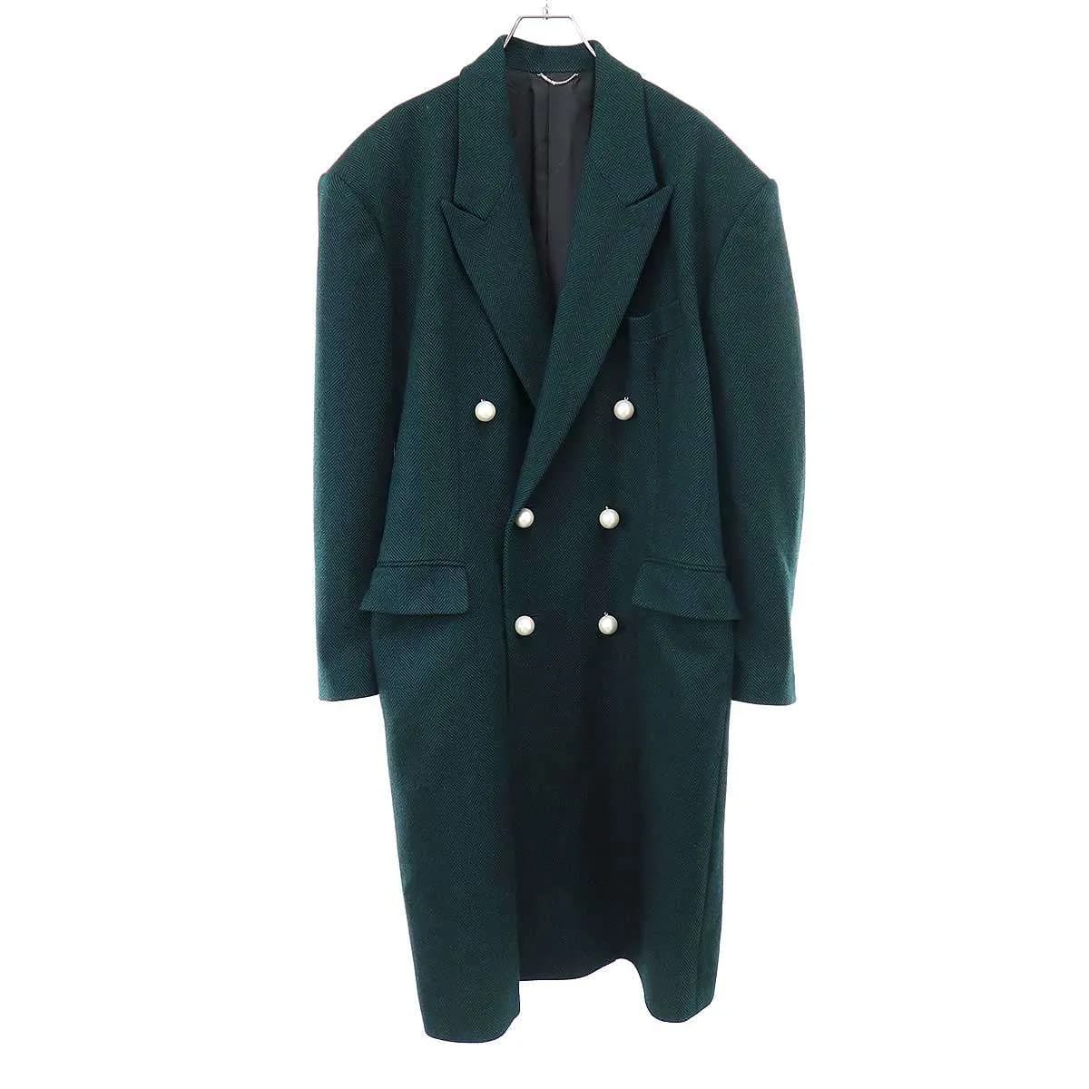 JOHN LAWRENCE SULLIVAN ジョン ローレンス サリバン 20AW HERRINGBONE TWEED BACK SIDE TUCKED COAT パールダブルコート