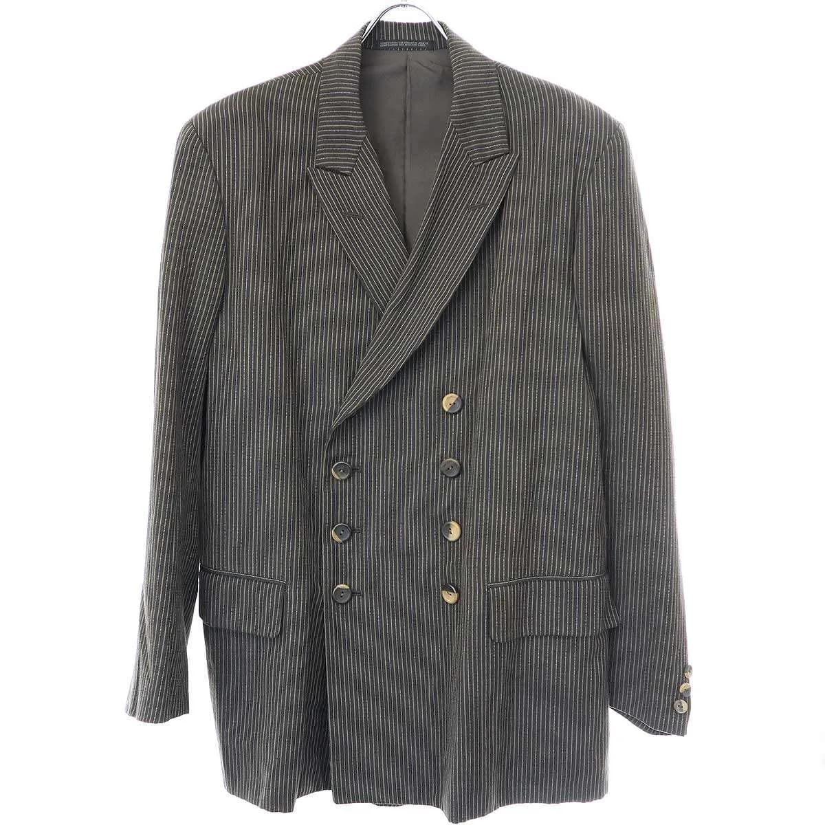 Yohji Yamamoto ヨウジヤマモト プールオム 1988SS マルチファブリックダブルブレストセットアップ スーツ チャコール