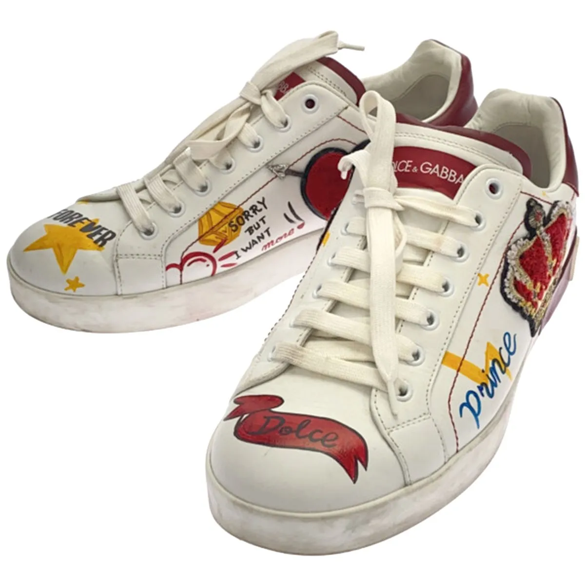 DOLCE&GABBANA ドルチェ&ガッバーナ Portofino グラフィックペイントデザイン レザースニーカー