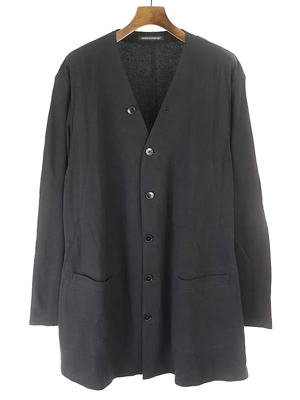 Yohji Yamamoto ヨウジヤマモト プールオム 12SS 袴期 コットンジャージーノーカラーロングジャケット