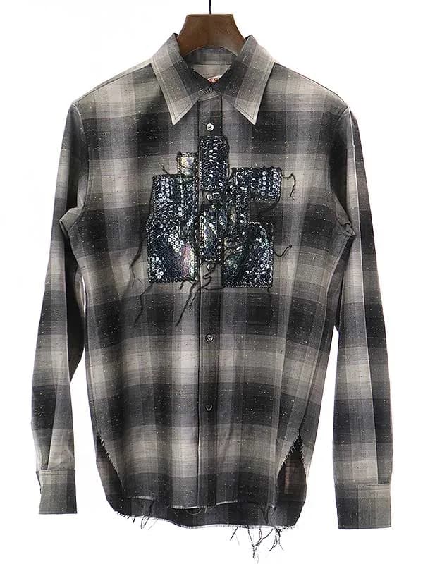 MASU エムエーエスユー 22AW RAINBOW DUST SHIRT スパンコールチェックシャツ