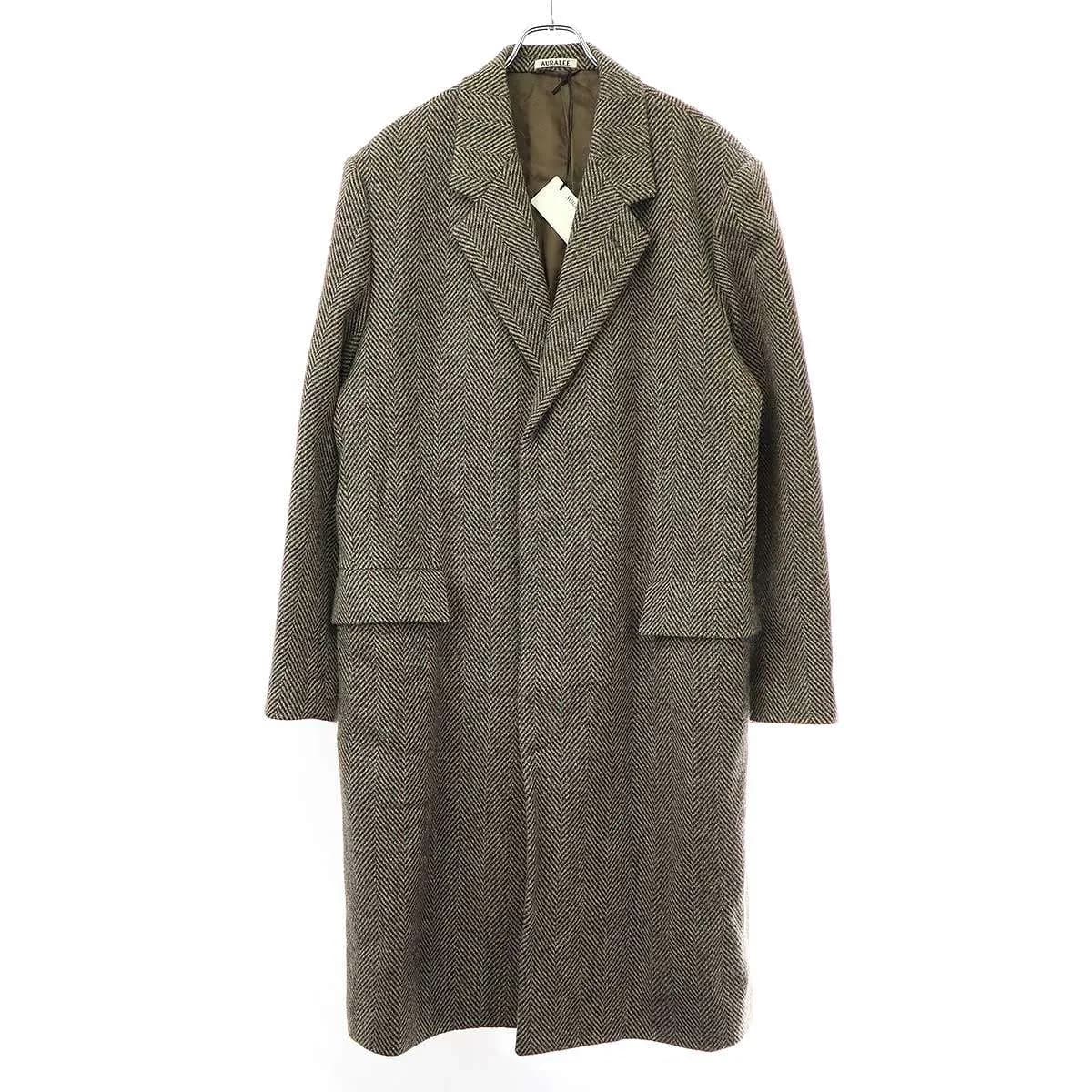 AURALEE オーラリー 24AW LAMA SHETLAND WOOL TWEED CHESTERFIELD COAT ツイードチェスターコート A24AC01LS