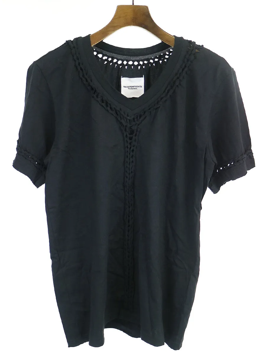 TAKAHIROMIYASHITA The SoloIst. タカヒロミヤシタ ザ ソロイスト 15AW 編み込みVネックTシャツ
