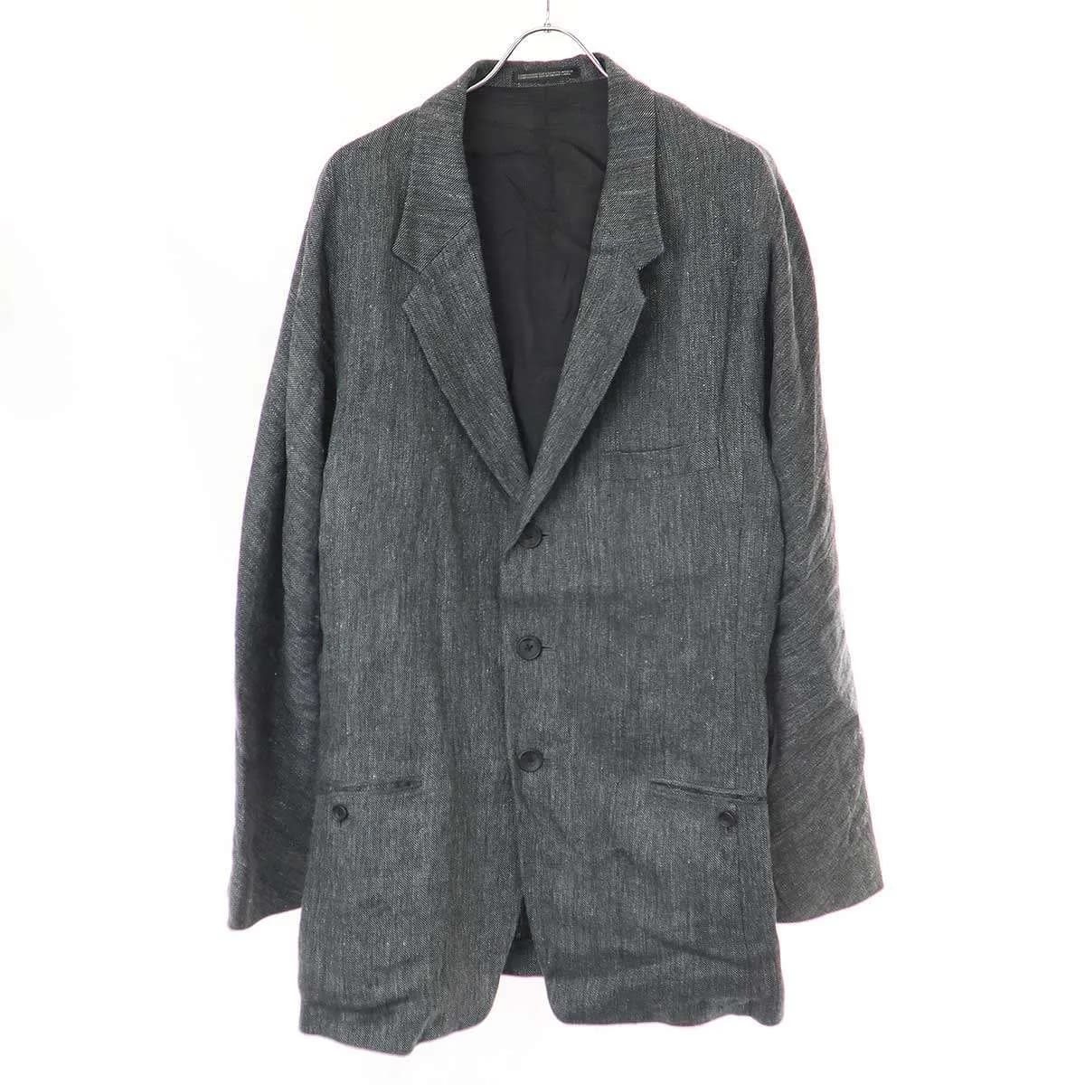 Yohji Yamamoto ヨウジヤマモト プールオム 24SS FLAX TOP GABARDINE RAGLAN SLEEVE JACKET ラグランスリーブJK リネンツイル ジャケット