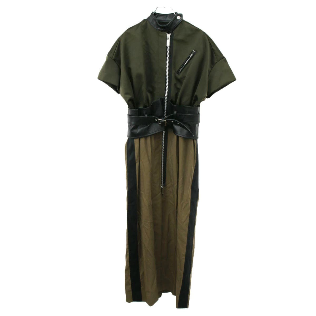 sacai サカイ レザードッキングサテンワンピース 20-05128