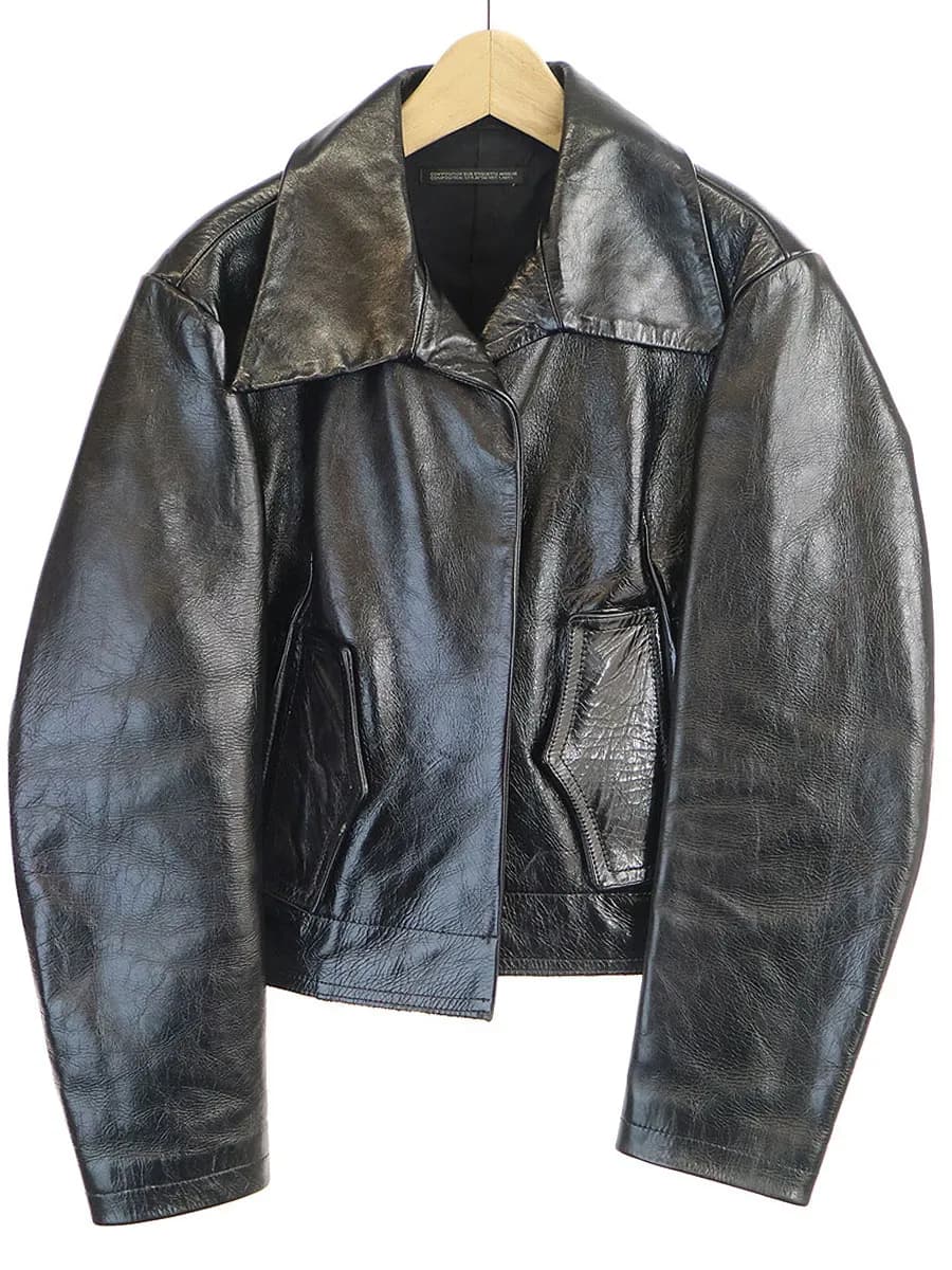 Yohji Yamamoto ヨウジヤマモト ファム 07AW LOOK26 カウレザーショートジャケット