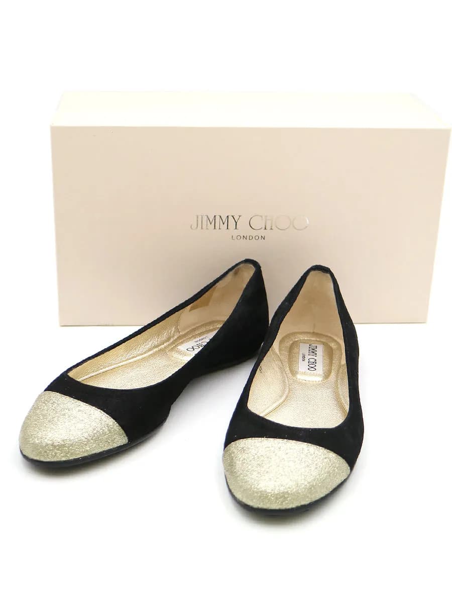 JIMMY CHOO ジミー チュウ GAZE FLAT トゥ切替スウェードフラットパンプスシューズ