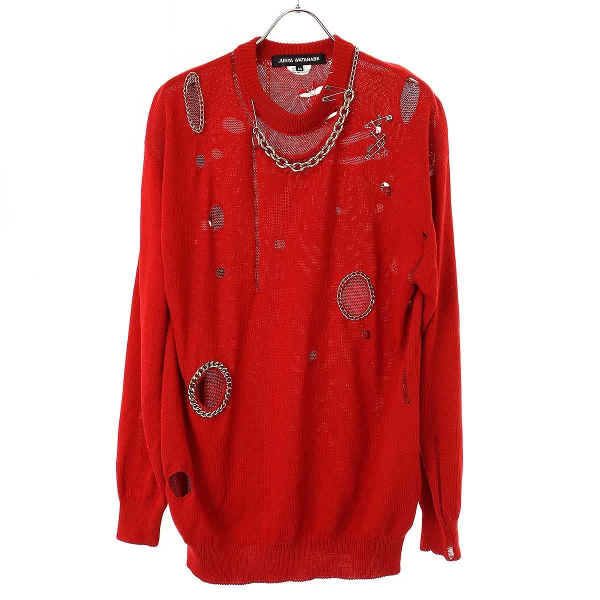 JUNYA WATANABE ジュンヤワタナベ コムデギャルソン 23SS ダメージ加工 装飾デザインニットセーター