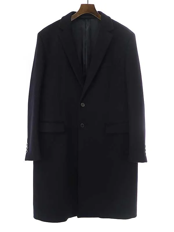 PRADA プラダ 16AW カシミヤ混チェスターフィールドコート ブラック 52
