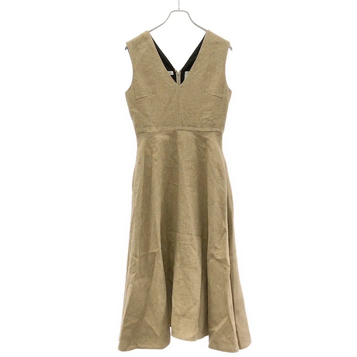 MADISON BLUE マディソンブルー 19SS NOSLEEVE V NECK FIT&FLARE DRESS LINEN リネンワンピース MB191-4009 ベージュ 02(M)
