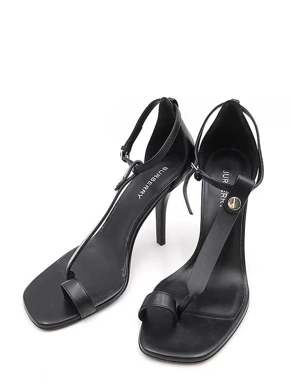 BURBERRY バーバリー Stefanie トゥリングレザー スティレットヒールサンダル