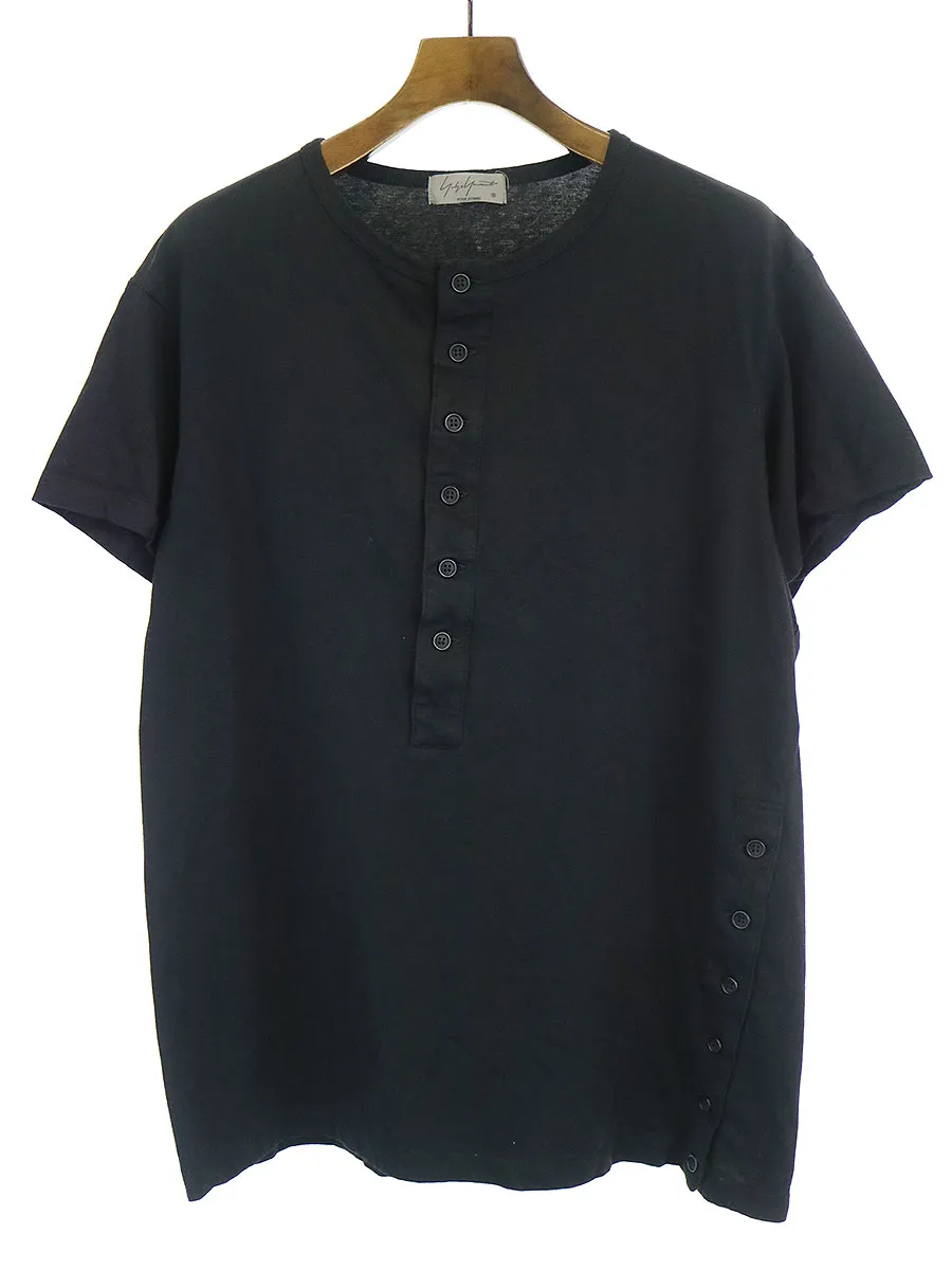 Yohji Yamamoto ヨウジヤマモト プールオム 20SS コーマ天竺変形半袖ヘンリーネックカットソー
