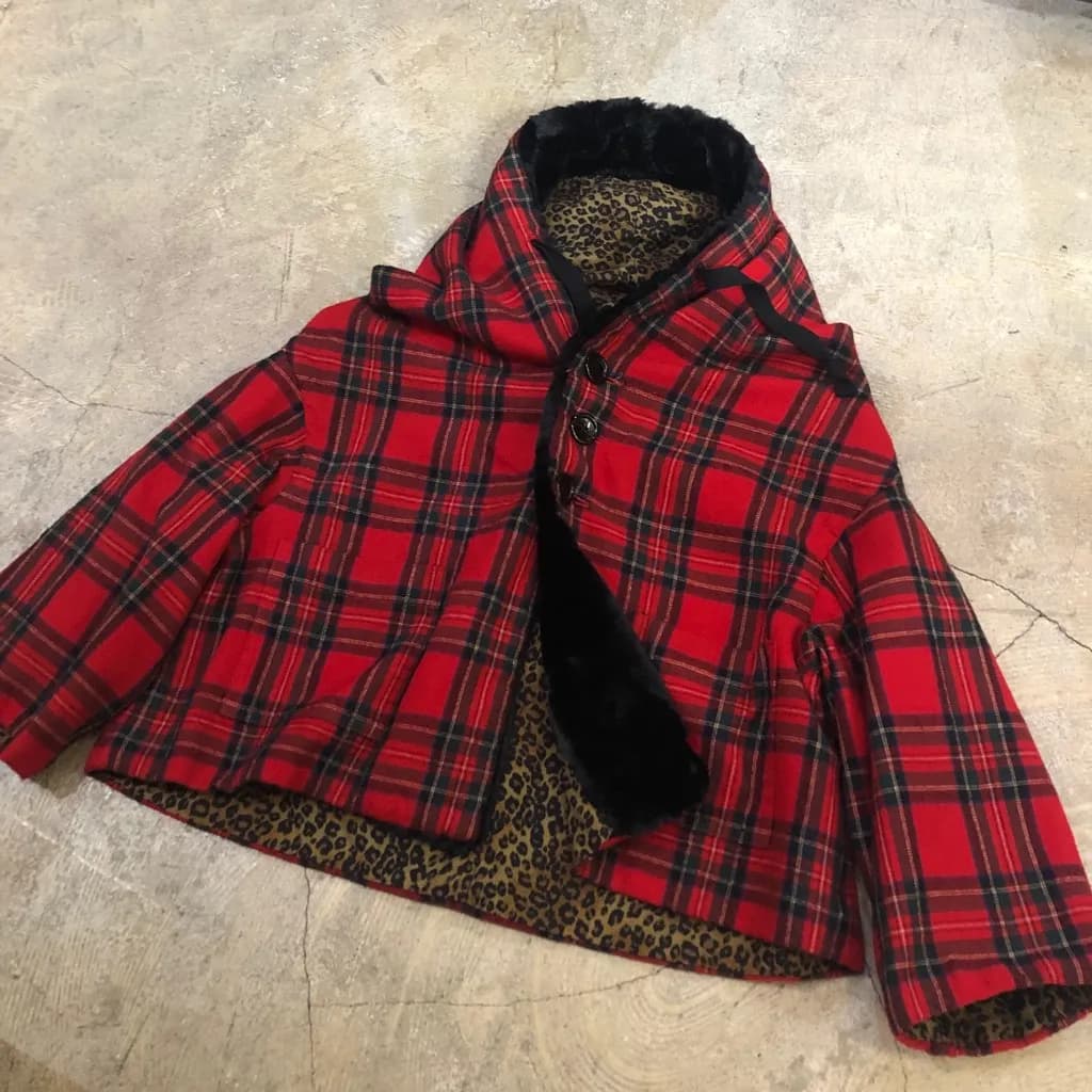 COMME des GARCONS tao COMME des GARCONS 10AW 縮絨加工タータンチェックフェイクファージャケット