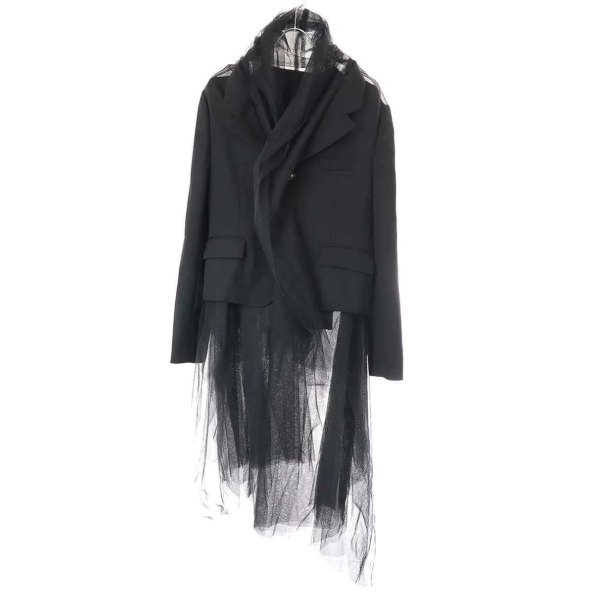 COMME des GARCONS ブラック コムデギャルソン 22AW SAMPLE チュールドッキングロングジャケット