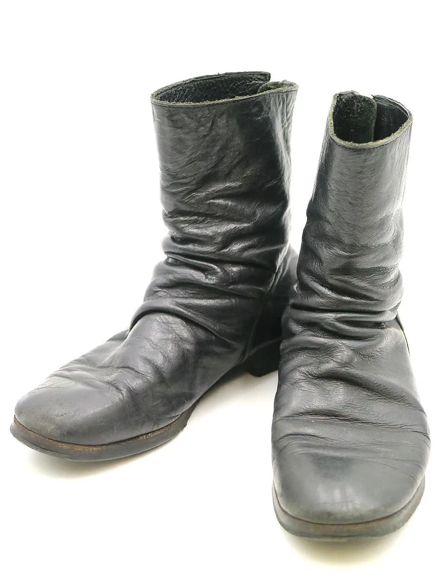 Yohji Yamamoto ヨウジヤマモト プリュスノアール バックジップレザーブーツ