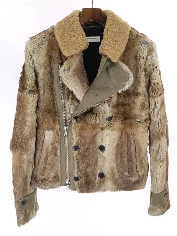 DRIES VAN NOTEN ドリスヴァンノッテン 11AW ラビットファーミリタリーライダースジャケット