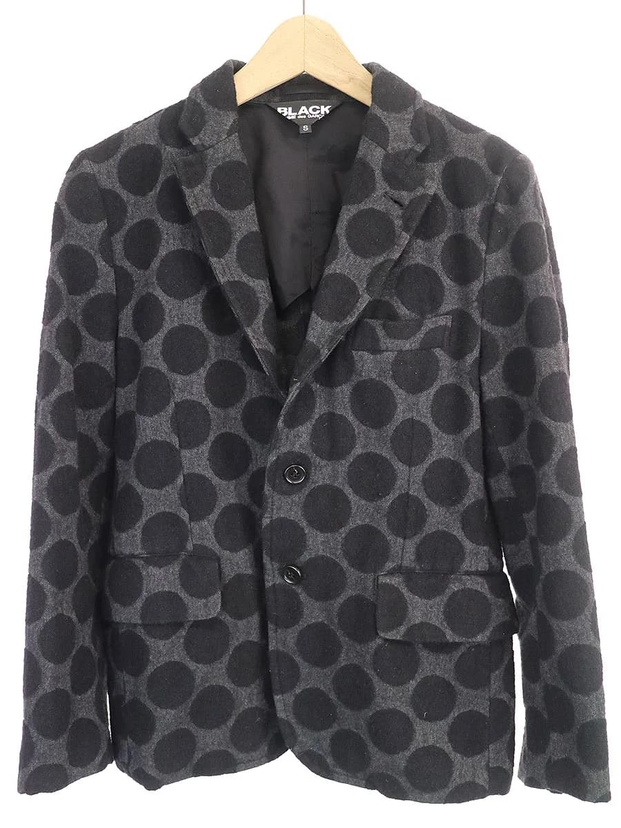 COMME des GARCONS ブラック コムデギャルソン 13AW ウールコットンドット柄ジャケット