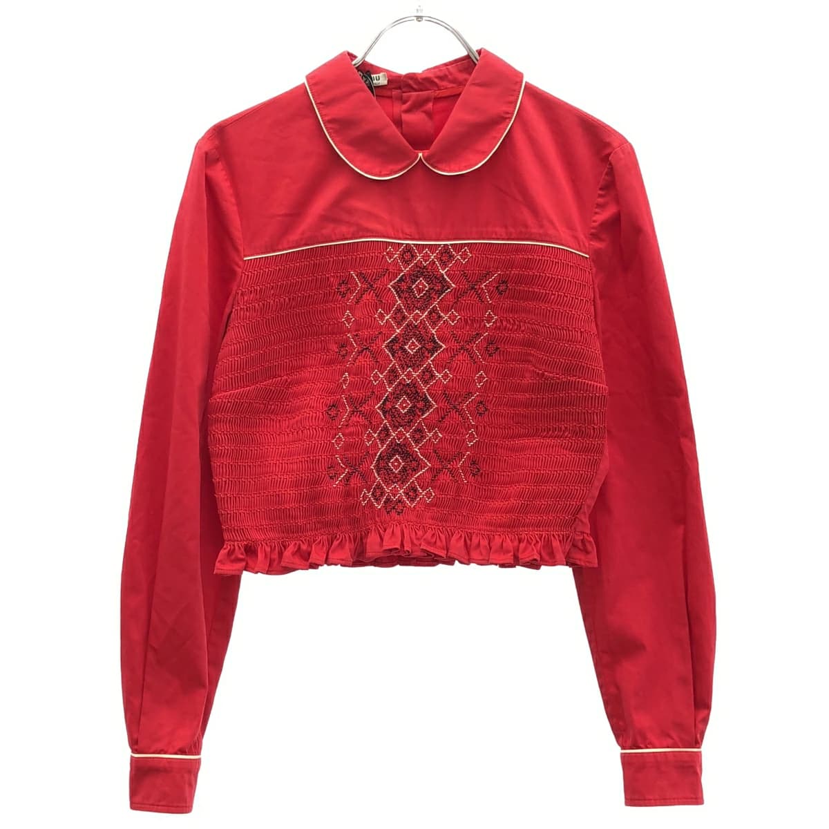 miu miu ミュウミュウ 16AW エンブロイダリーギャザーブラウス MK1188