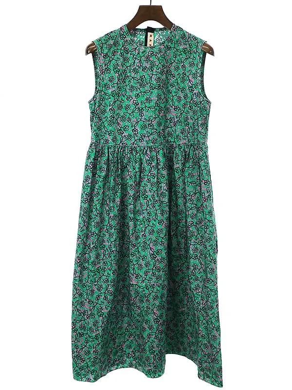 MARNI マルニ 19AW フラワープリントノースリーブワンピース