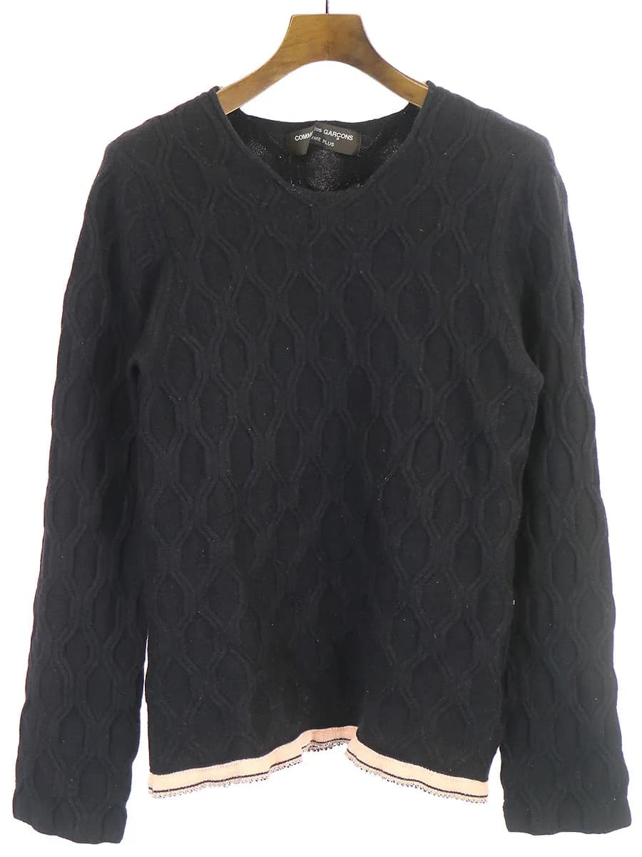 COMME des GARCONS コムデギャルソン オム プリュス 01AW 製品染めラインデザインウールニットセーター