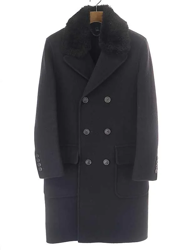 BURBERRY バーバリープローサム ボアカラーダブルブレストメルトンコート