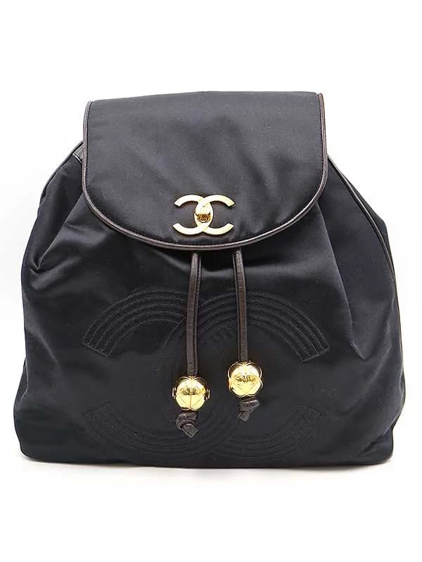 CHANEL シャネル レザーコンビボールチャームサテンリュック