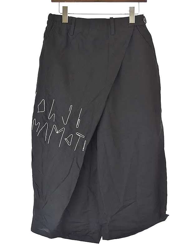 Yohji Yamamoto ヨウジヤマモト プールオム 15SS クリップロゴ刺繍リネンラップパンツ