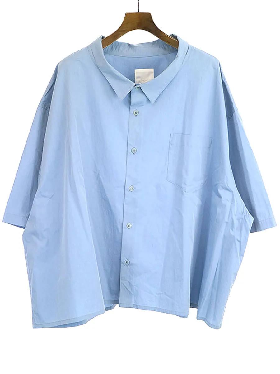 whowhat フーワット 18SS 5X SHIRT SHORT LENGTH コットンナイロンの高密度タイプライタークロスシャツ