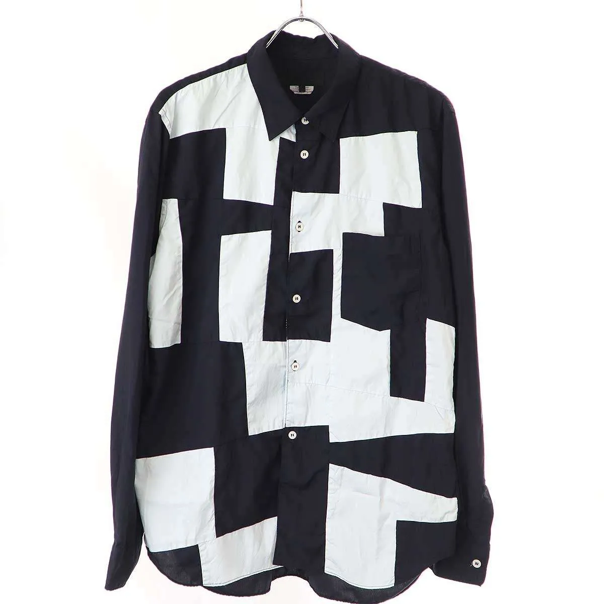 COMME des GARCONS コムデギャルソンオム 23AW コットンブロードストライプ×エステルリップクロスキルトシャツ