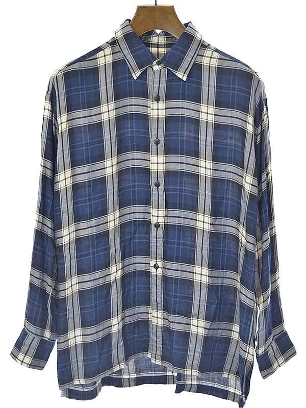 1piu1uguale3 ウノピゥウノウグァーレトレ 22SS BIG SHIRT ロゴプリントテンセルビッグチェックシャツ