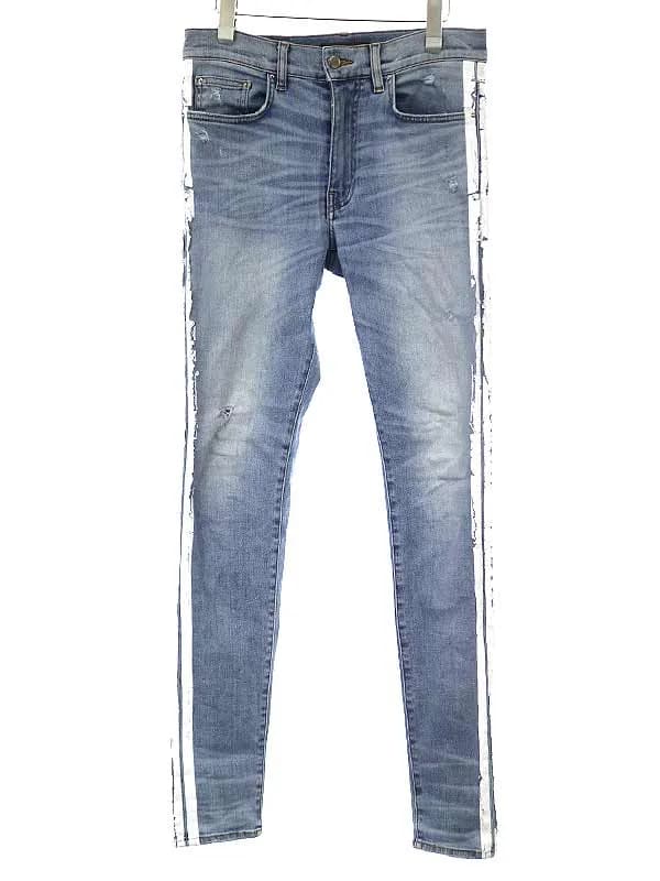 AMIRI アミリ ダメージ加工サイドラインスキニーデニムパンツ