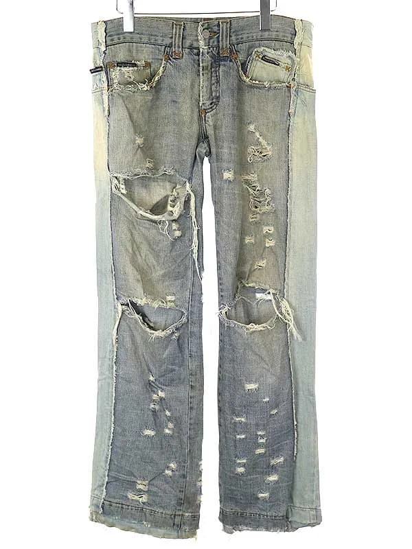 DOLCE&GABBANA ドルチェ&ガッバーナ 2004SS 再構築 ダメージベッカムデニムパンツ