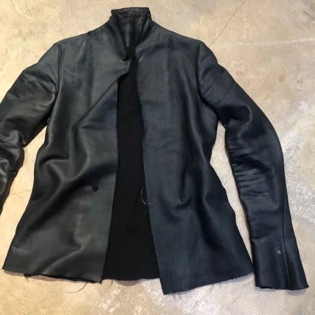 m.a+ m.a+ カットオフレザーテーラードジャケット