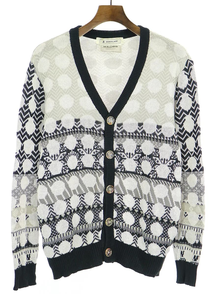 ANREALAGE アンリアレイジ 12SS ドライフラワー釦コットンニットカーディガン