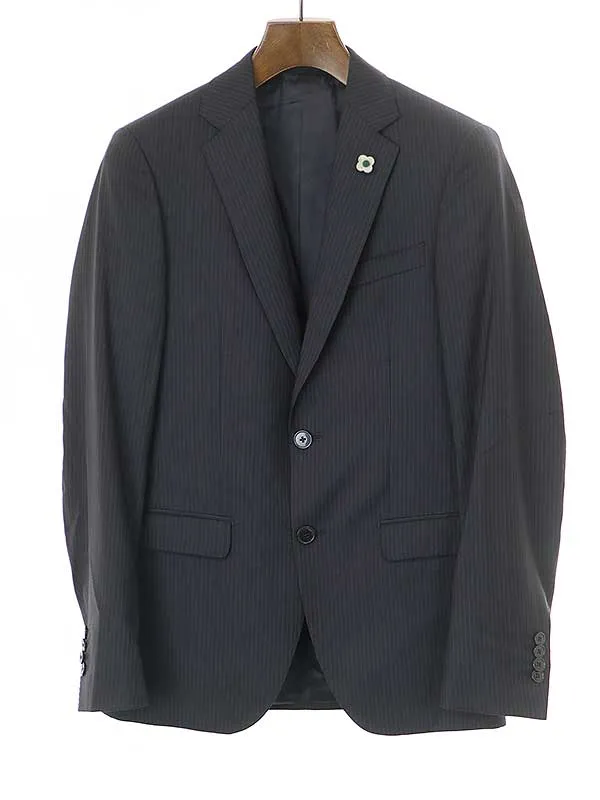 LARDINI ラルディーニ ノッチドラペルウール2Bストライプセットアップスーツ