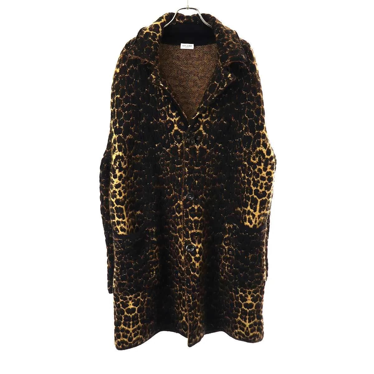 SAINT LAURENT サンローラン パリ 20AW ウールモヘアレオパードニットコート